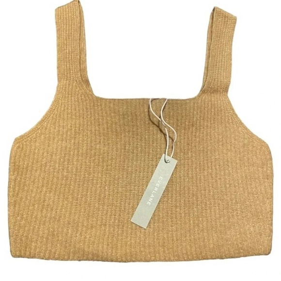 EVERLANE NEW NWT WOMENS KNIT CROPPED TAN CAMEL TANK SUMMER CASUAL SIZE S SMALL - Picture 2 of 3